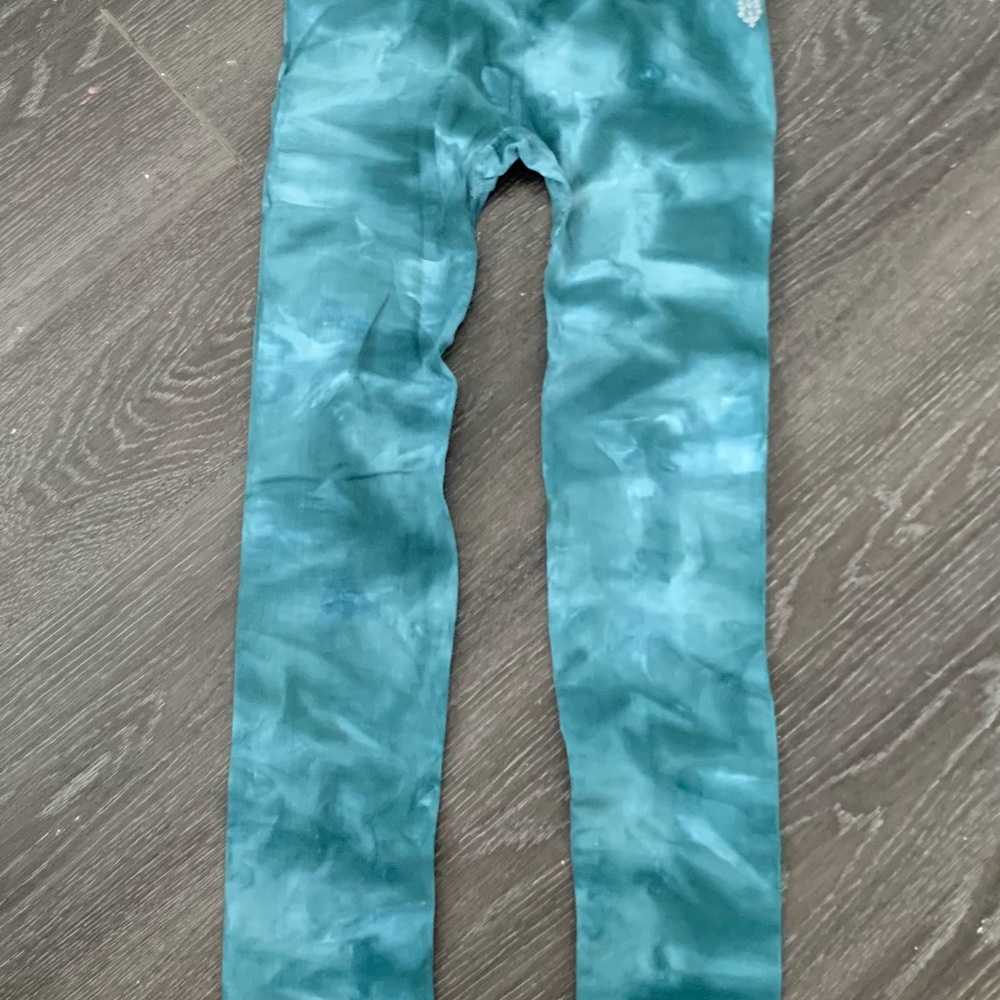 Free People Teal Tie-Dye Leggings size extra small